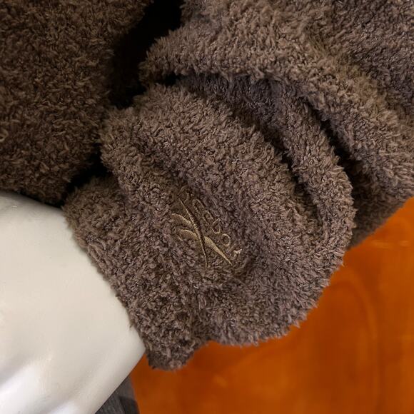 Reebok Cozy Cover Up Pullover Quarter Zip Fuzzy Brown Sweatshirt size XL - Picture 3 of 10